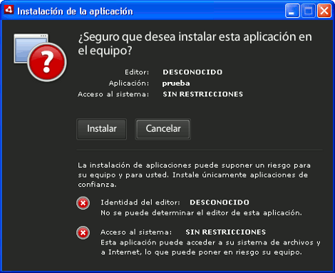 signed air app untrusted airuntrus Adobe AIR IX firmar aplicaciones, una cuestión de confianza ssl flex certificados air
